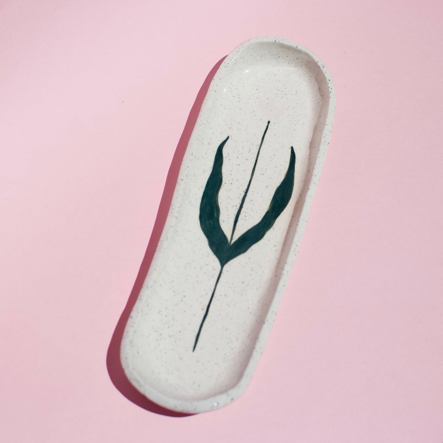 Pink Tall Tulip Trinket Dish Speckled