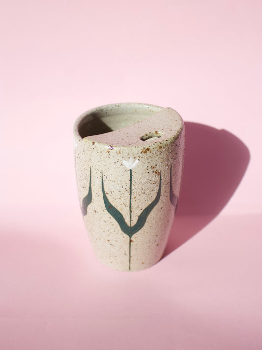 White Tall Tulip Travel Mug