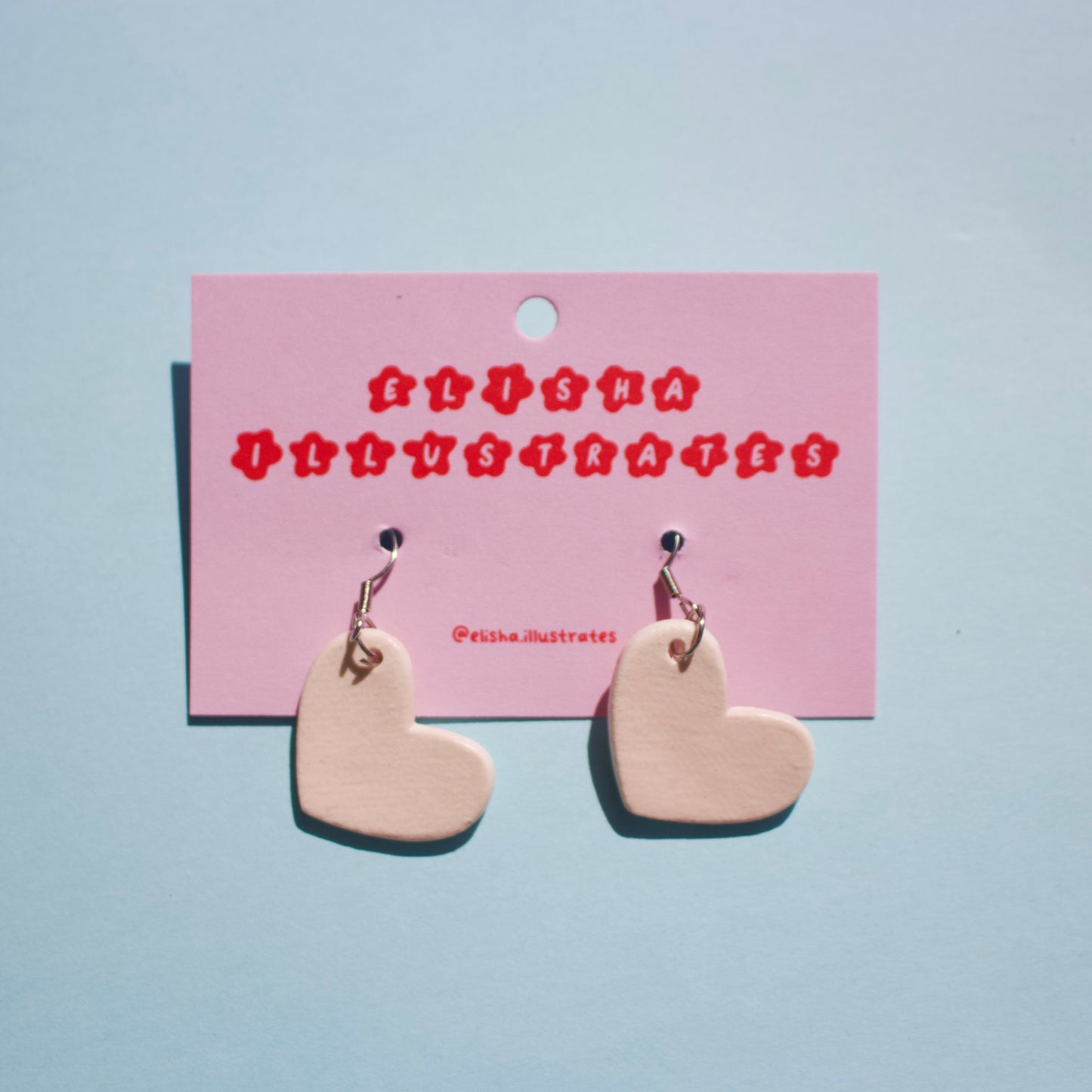 Pink Love Heart Hook Earrings