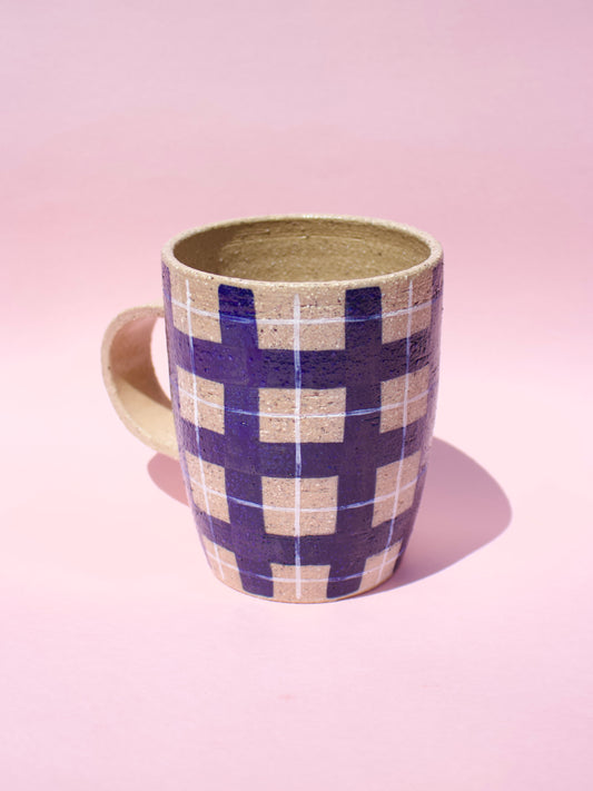 Blue Gingham Mug