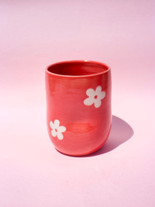 Red Daisy Thumb Cup