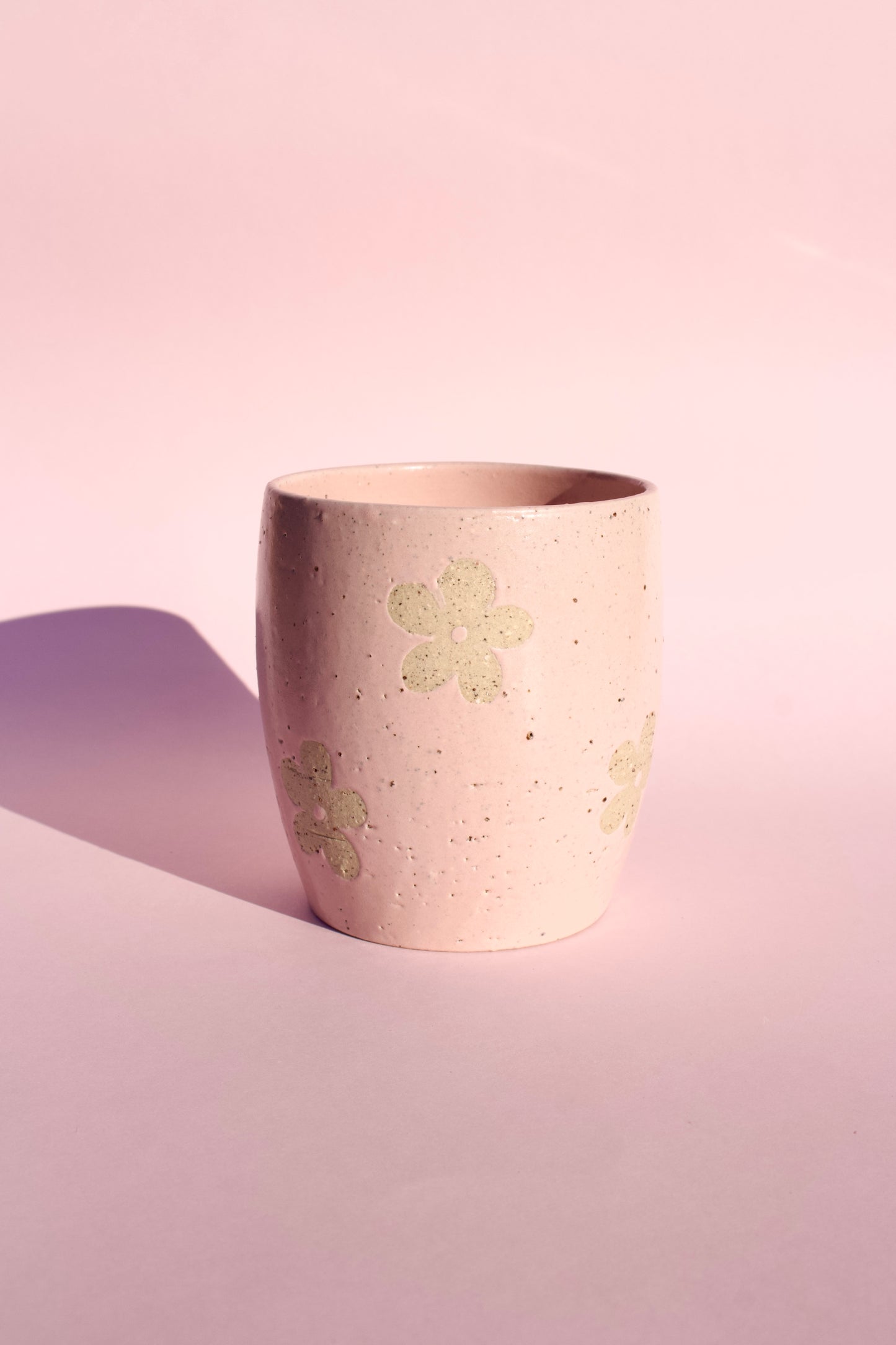 Matte Pink Daisy Thumb Cup