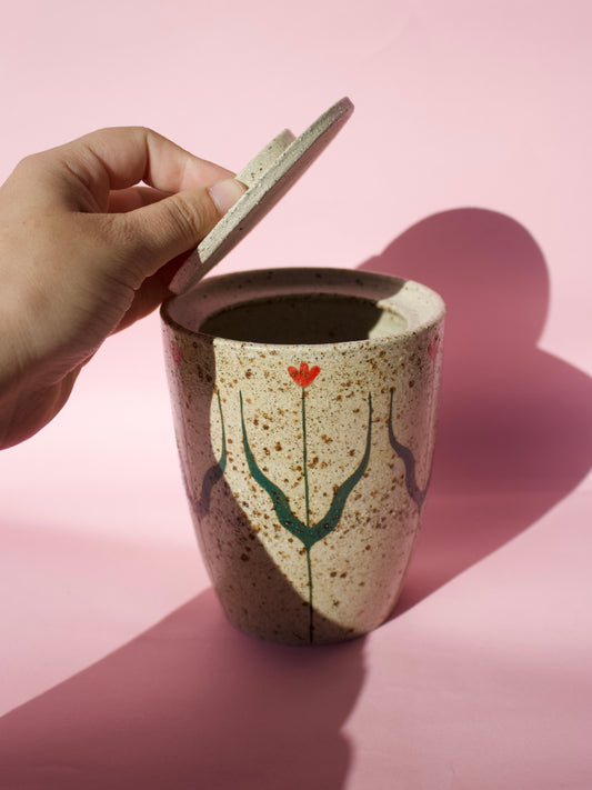 Red Tall Tulip Cookie Jar