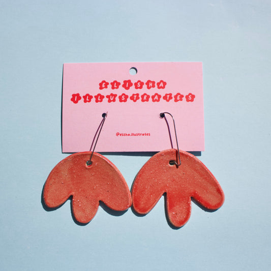 Red Tulip Hook Earrings