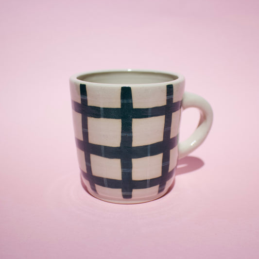 Green & White Gingham Mug